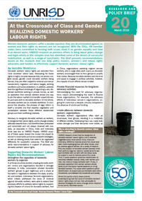 At the Crossroads of Class and Gender: Realizing Domestic Workers' Labour Rights (Research and Policy Brief 20)